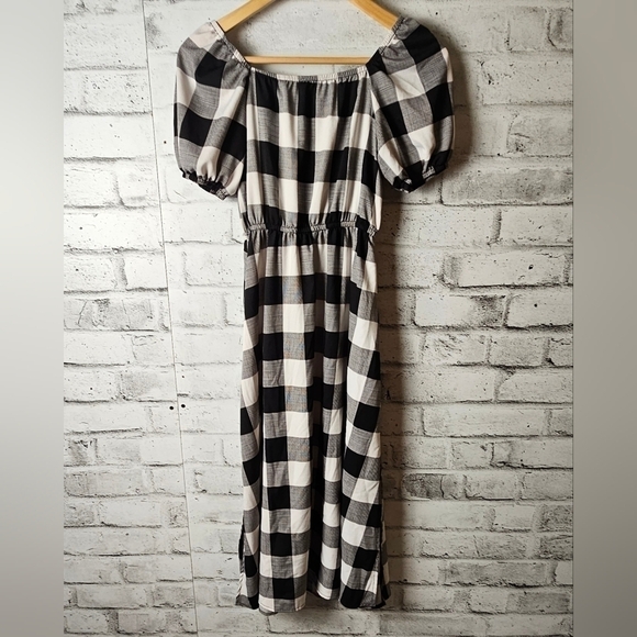 SHEIN Black and White Checker Midi Dress - Picture 3 of 6
